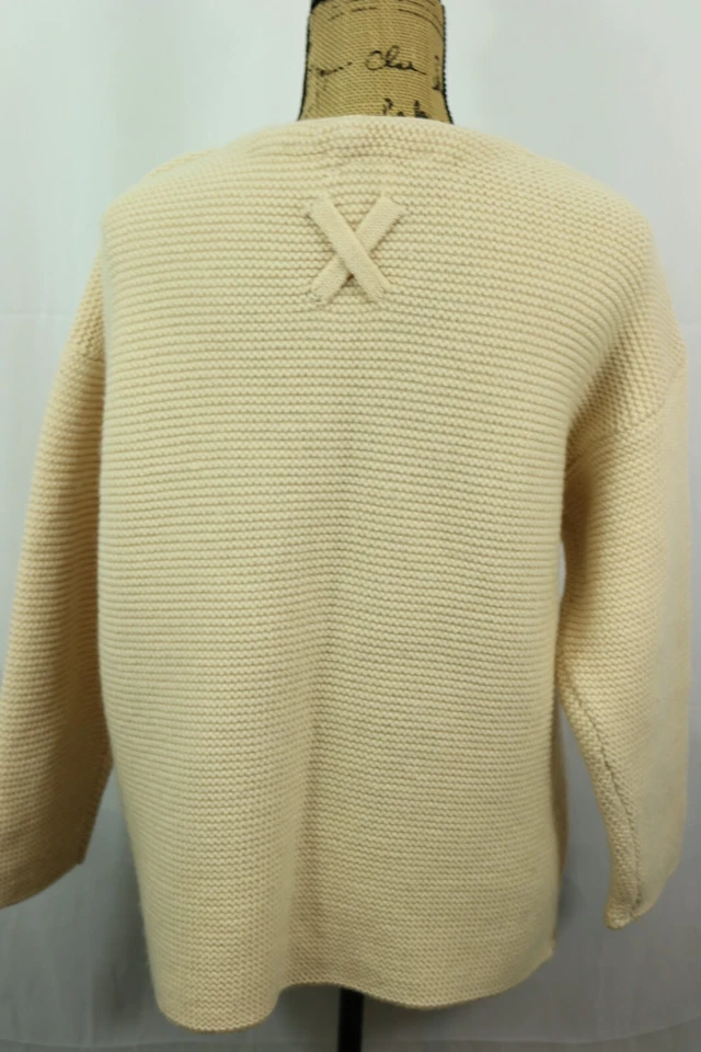 Ann Taylor Heavy 100% Wool Knit Cardigan Women's M Ivory Off White Wool Sweater - Image 4 of 4