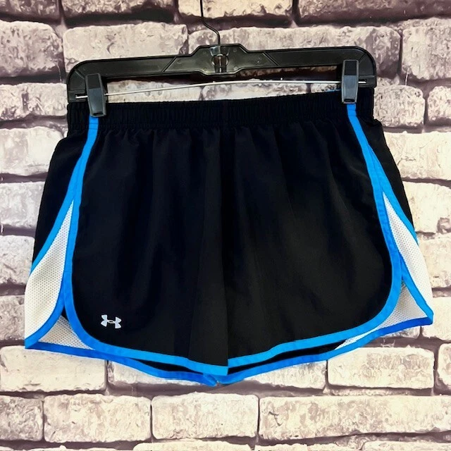 Under Armour Black, Whtie & Turquoise Semi-Fitted Shorts Size M 100% Polyester