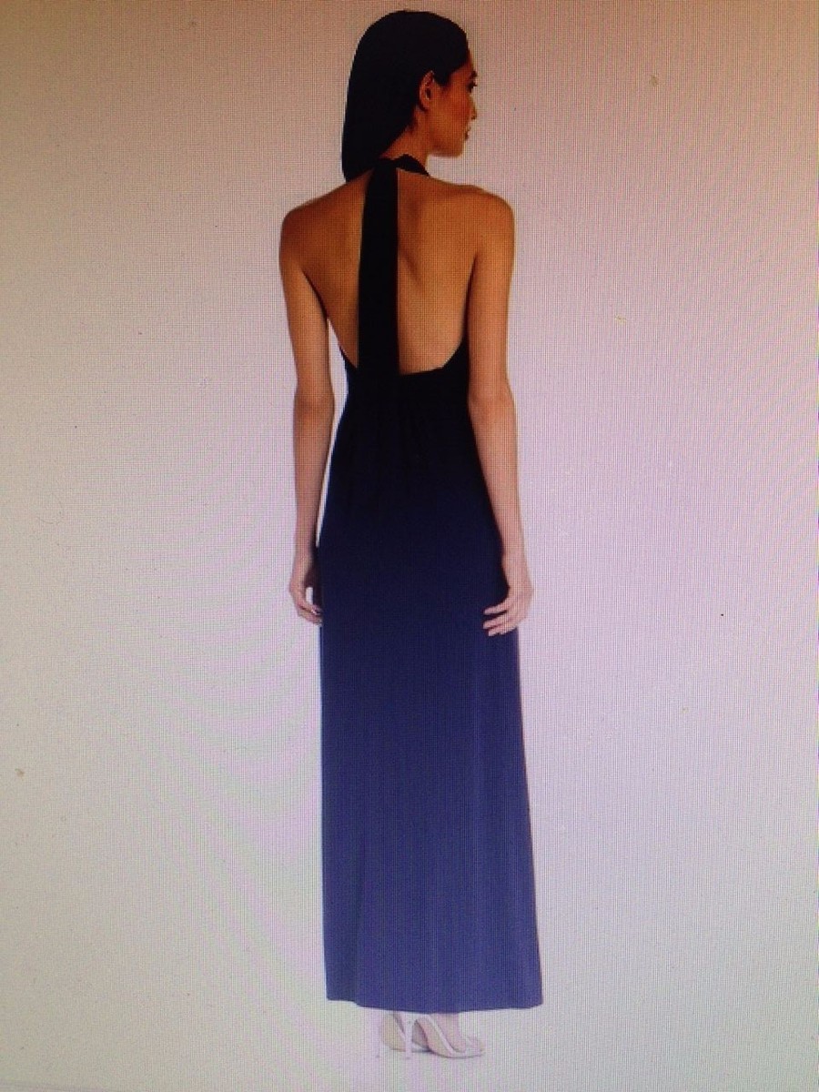 jessica simpson blue halter dress Jessica Simpson Blue Geometric Print Halter Maxi Dress Womens Size Small