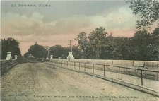 C-1910 El Dorado Kansas Central Avenue West hand colored Postcard 24-11669