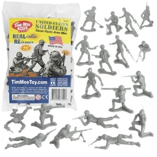 TimMee Processed Plastic Army Men 48pc Gray Tim Mee Toy Soldier Figures USA Made