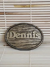 Vintage DENNIS Belt Buckle By Oden - Made In USA - 2-3/4”x 2”