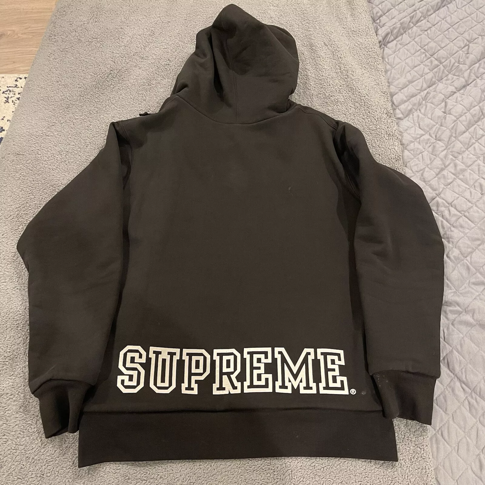 Sweat à capuche thermique noir zippé Supreme taille L