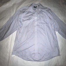 Chaps Men's Size 16 1/2 34/35 Light Blue Plaid Long Sleeve Button Down Shirt