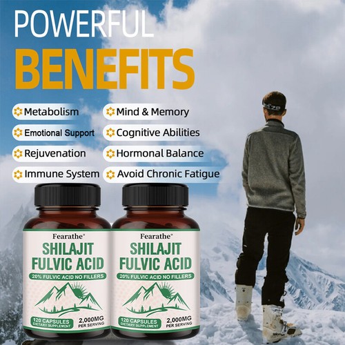 Shilajit Fulvic Acid Supplement Brain & Cardiovascular Support Antioxidant - Picture 7 of 10