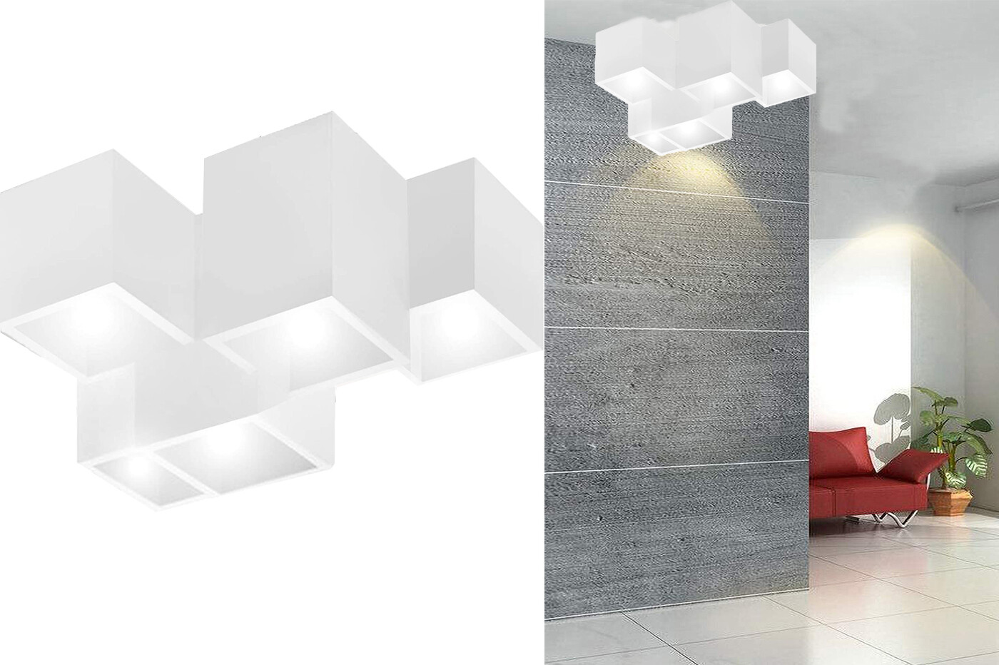 Plafoniera Gesso Moderna Lampadario Soffitto Design 5 Luci Faretto GU10 GS-5029