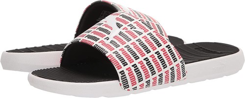 Puma Authentic Cool Cat Echo Herren Slipper Schlappen Sandalen weiß/schwarz/rot Größe 10