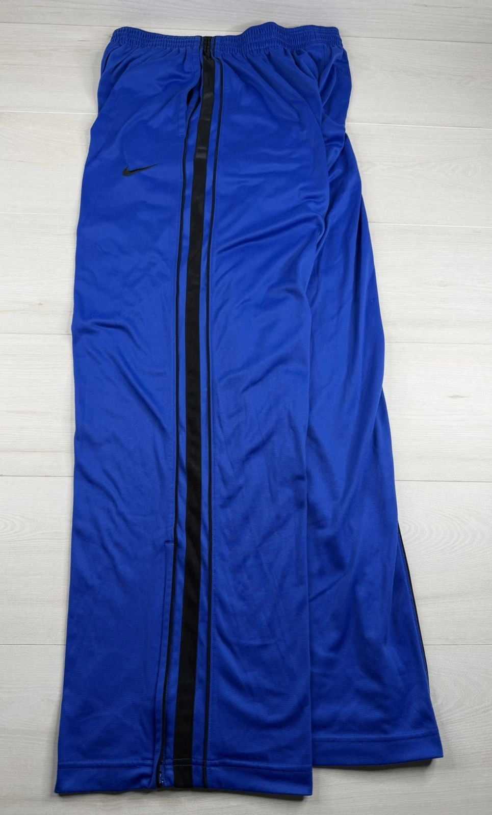 Vtg Nike Basketball Pants Baggy Wide Leg Blue Shiny Silky Ankle Zip Y2K Mens L