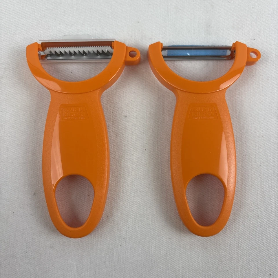 Juego de rallador y pelador suizo compacto Kuhn Rikon naranja NUEVO en caja Foto 4 de 4