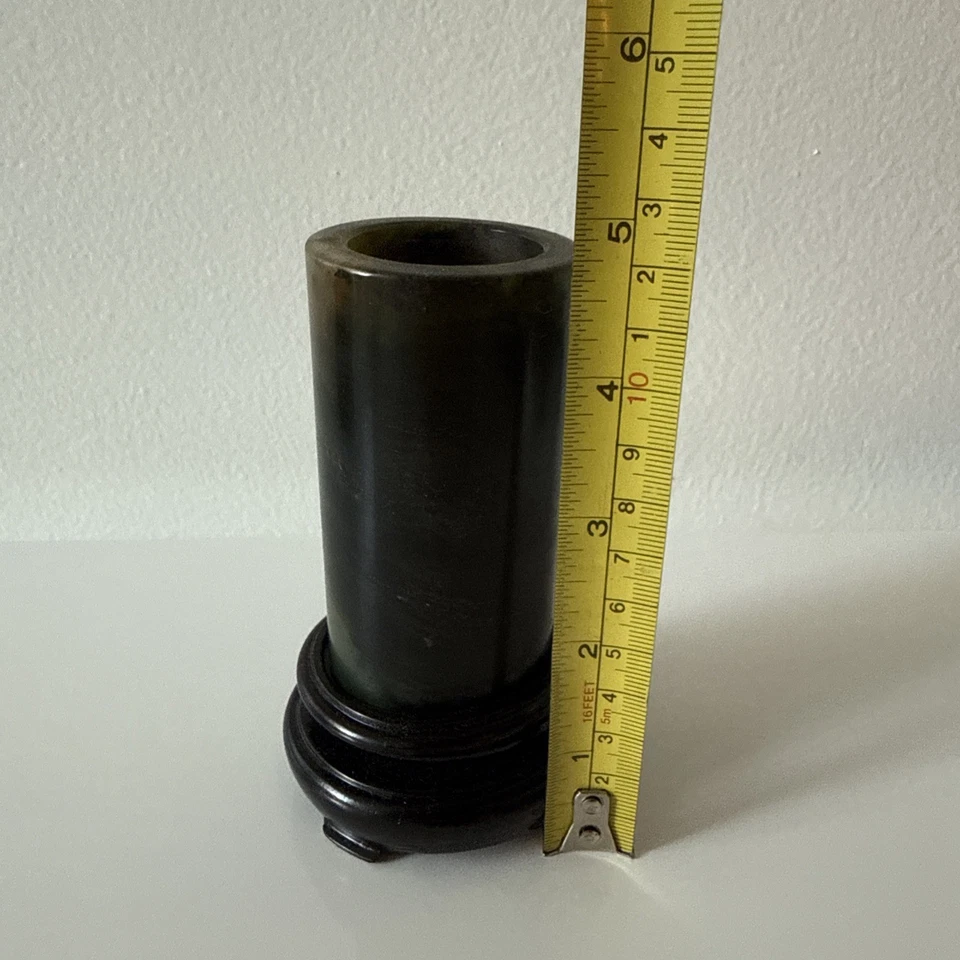 Chinese Green Jade Brush Holder And Stand - Image 2 of 4