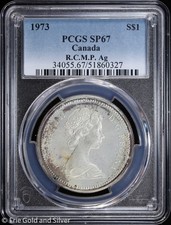 1973 $1 Canada Royal Canadian Mounted Police Silver Dollar PCGS SP 67 | Toned