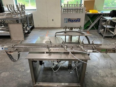 Perry TPLF-8 AquaFil 8-Head Inline Liquid Filler Pharma Filling Machine Conveyor