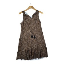 Tommy Bahama Sun Cat Boat Neck Leopard Print Spa Dress size Small Brown/Black