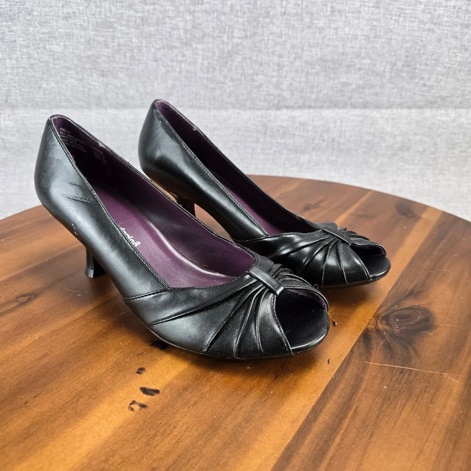 Zapatos de salón No Boundaries negros con punta abierta zapatos de fiesta elegantes para mujer talla 7 Foto 2 de 4