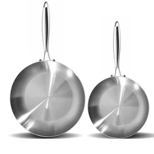 8.5-12 Inch Tri-ply Stainless Steel Frying Pan Set Skillets Chef's Induction