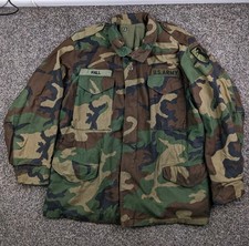 Vintage 1983 US Army Military Woodland Camo Cold Weather M-65 Field Jacket Large