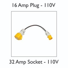 16Amp Plug to 32Amp Socket,  110V HeavyDuty Adaptor  IP44 16-32 Yellow Connector