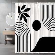 Chic Black and White Shower Curtain with Modern Geometric Design