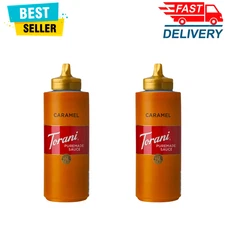 2pk Torani Puremade Caramel Sauce 16.5oz – Coffeehouse Dessert Topping, Squeeze