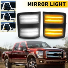2xWhite+Amber LED Side Mirror Light For 2008-2016 Ford F250 F350 F450 Super Duty