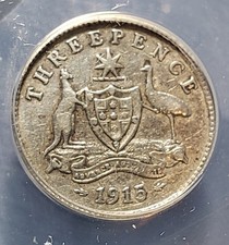 Australia 1915 3 Pence ANACS F15 Details