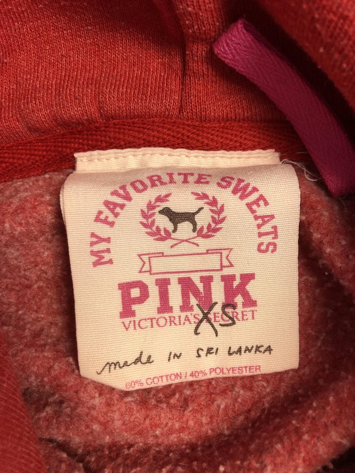 Victoria's Secret ROSA Sudadera con Capucha Mujer Pequeña Roja Favorita Sudaderas 1986 Universidad Foto 4 de 4