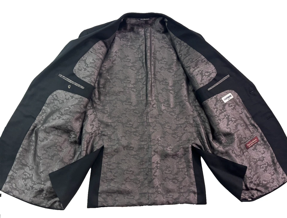 Jaqueta Blazer Jack Victor 48L Preta 100% Cashmere Terno Esportivo Casaco Tecido Italiano - Imagem 4 de 4