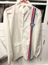 Vintage Sohio Gas Standard Oil Service Station Full Zip Light Jacket Shirt White