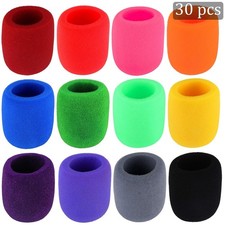 30-Pack Foam Windscreens for Handheld Mics, Pop Filter
