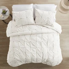 Masie Full/Queen 3pc Embroidered Cotton Duvet Cover Set White