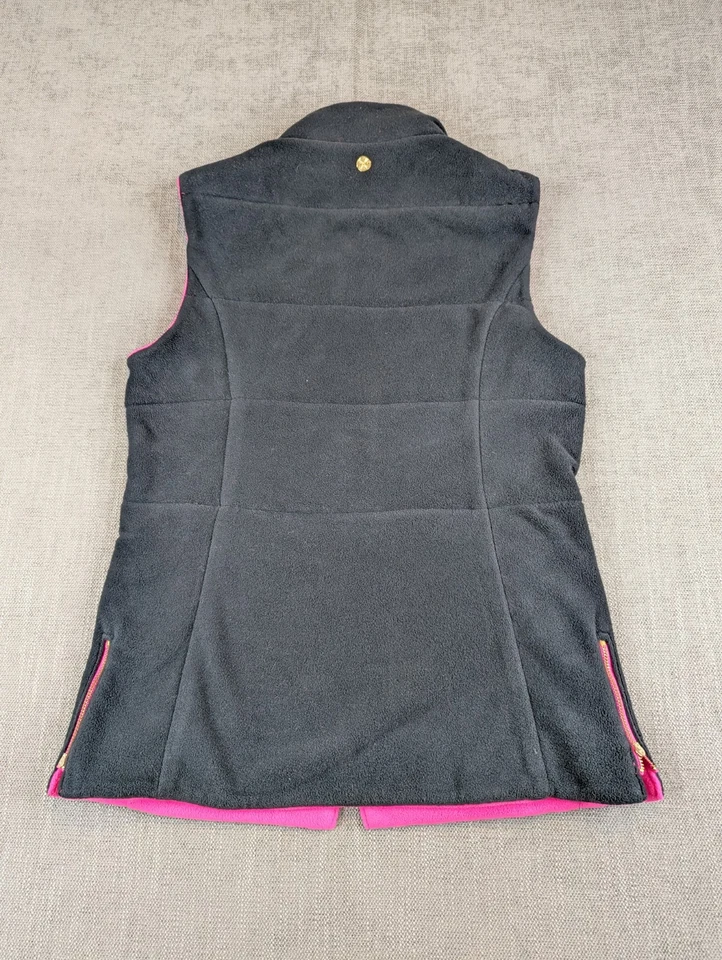 Chaleco Lilly Pulitzer Mujer S Rosa Caliente Negro Brooklee Chaqueta Polar Reversible Foto 3 de 4