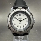 Timex Indiglo Dive Watch Men 37mm White Dial Silver Tone Round New battery VTG