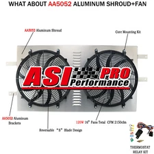 RADIATOR SHROUD 120W 16"FANS +RELAY FIT 1994-02 DODGE RAM 2500 3500 5.9L DIESEL