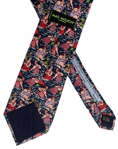 The Bottomless Sea novelty silk tie by Mag Mouch of London cartoon funny seaside - Picture 3 of 4