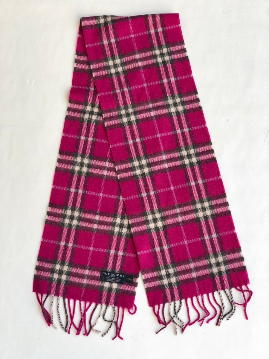 Burberry Classic Check Cashmere Scarf - Fuchsia - 100