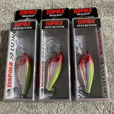 Leurres De Pêche Rapala Deep Runner Shad SR-8 & SR-7. Couleurs Argent/Irlande/Finlande, Bois D'origine.
