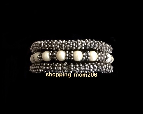 Talbots Glass Pearls & Beads Stretch Bracelet - Picture 2 of 3