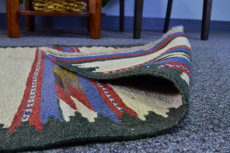 2x4 Oriental Handmade Vintage Wool Flat Weave Traditional Kilim Area Rug - Image 2 of 4