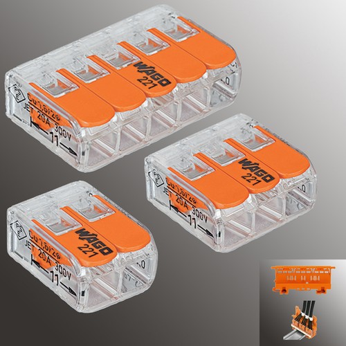 Wago 221 Klemmen Hebelklemme 221-412 221-413 221-415 221-612 221-613 221-615 NEU - Bild 1 von 8