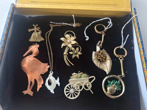 Vintage Assortment as shown of mid century golden jewelry