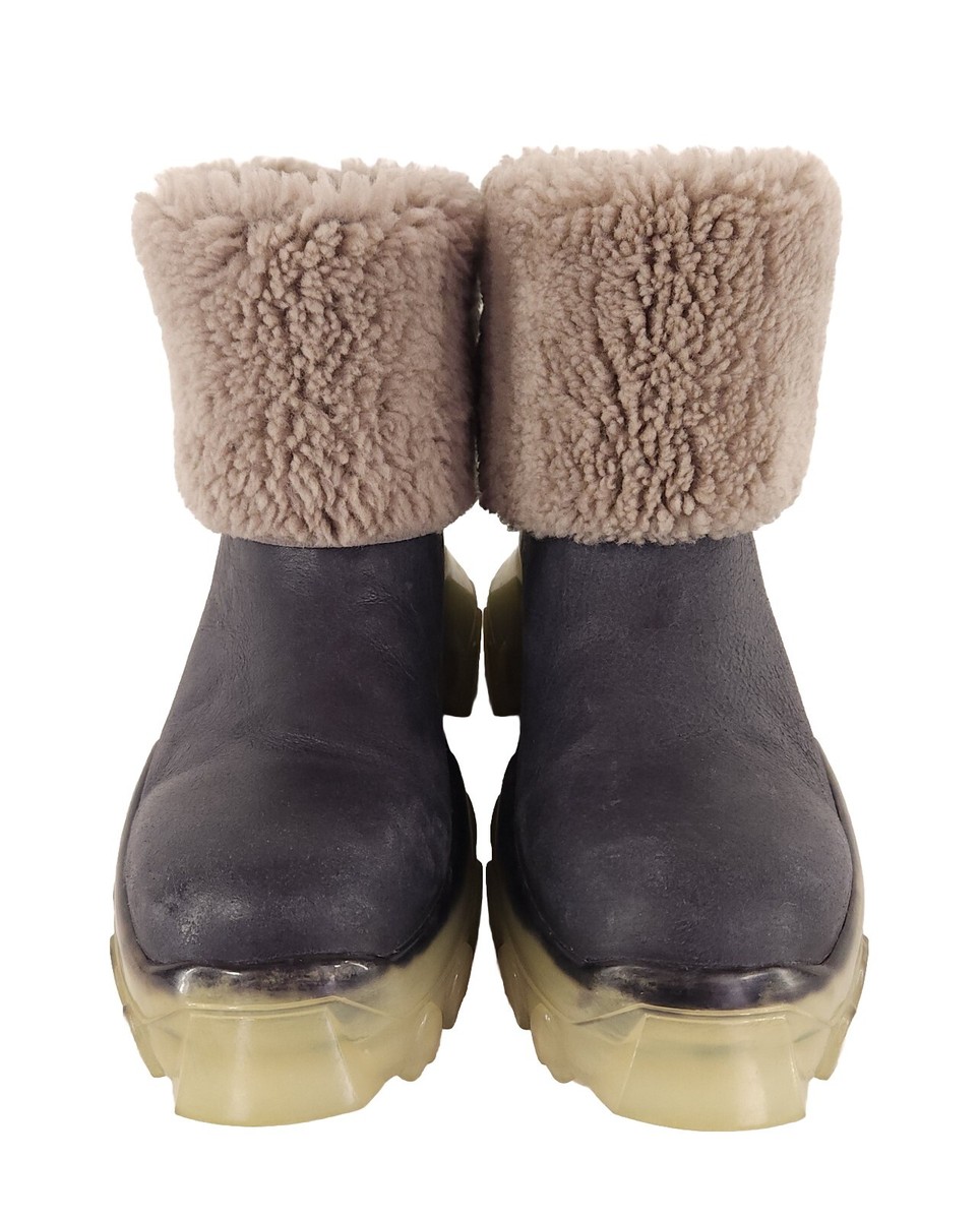 Rick Owens Black Shearling Mega Bozo Tractor Chelsea Boots Rick Owens Black Shearling Mega Bozo Tractor Chelsea Boots