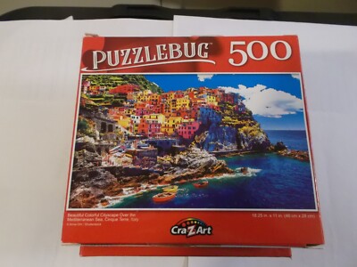 Puzzlebug 500 Piece Puzzle Mediterranean Sea Cinque Terre Italy 18.25  x 11 