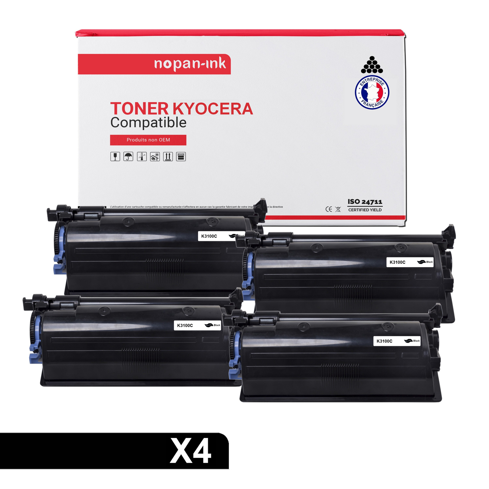 Toner KYOCERA TK3100 noir compatible NOPAN-INK x4 avec encrage précis et séchage immédiat