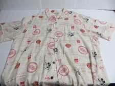 AUTÉNTICA Camisa Roja Carrito Mickey Mouse Botón Para Hombres XL Parques Disney