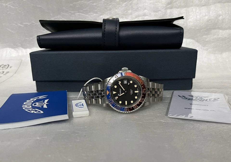 Reloj Cerámica Squale 1545 30 Atmos AZUL/ROJO VINTAGE "Pepsi" GMT 40mm