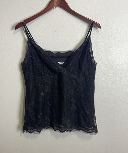 Classiques Entier Silk Babydoll Top Y2K Blouse Lace Trim Mesh Straps Zip Side