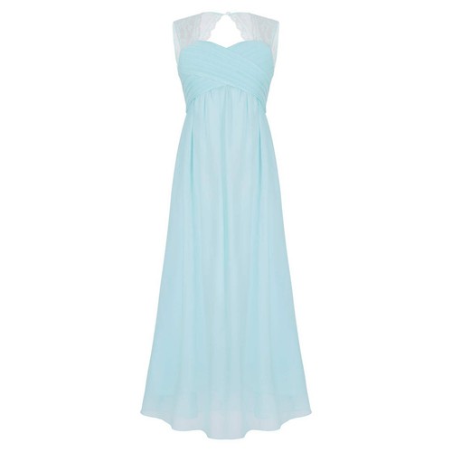 Kids Girls Dress Lace Chiffon Party Length Dresses Sweetheart High Waist Gown - Picture 38 of 70