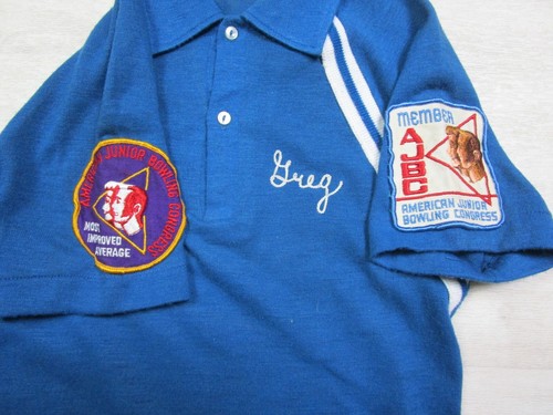 Vintage 60s/70s Made in USA Bowling Club Chain Stitch Bowling Shirt Youth Size M - Picture 8 of 13