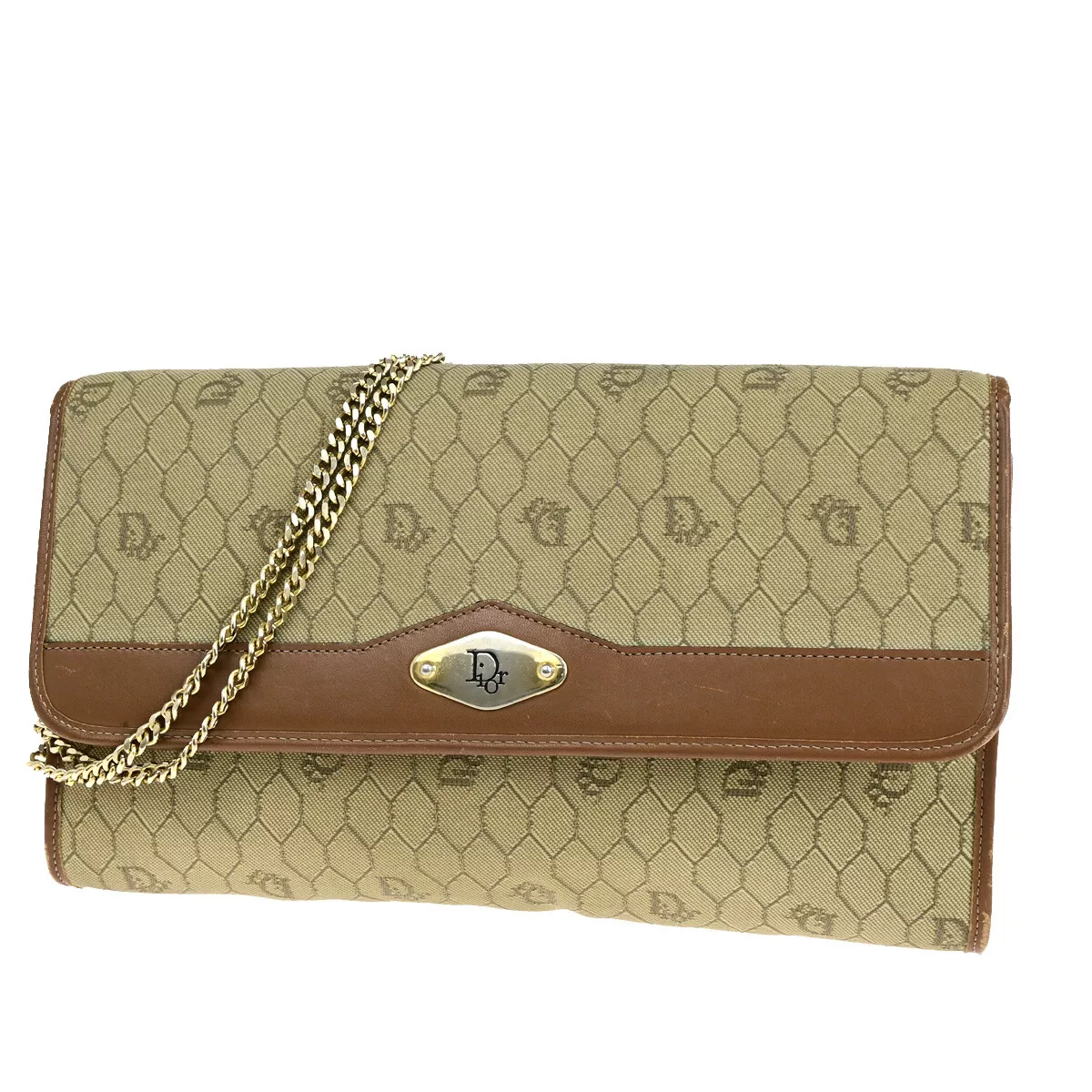 Sac épaule chaîne en nid d'abeille logo Christian Dior toile cuir neuf GHW 68YF002