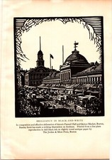 Stanley Scott Faneuil Quincy Market Boston Print After Linoleum Cut 1920s
